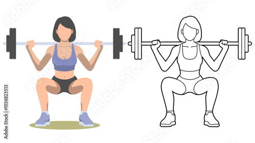 Woman Workout with Barbell.