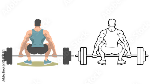 Man Workout with Barbell.