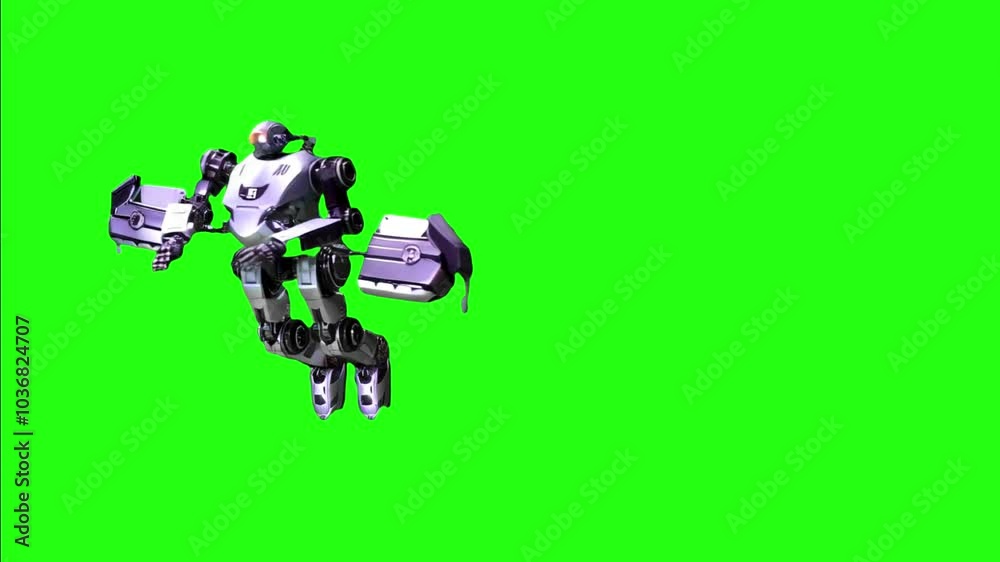 3d render of a robot flying Animation isolated on a green background. 3d render of a robot flying Animation isolated on a green background.