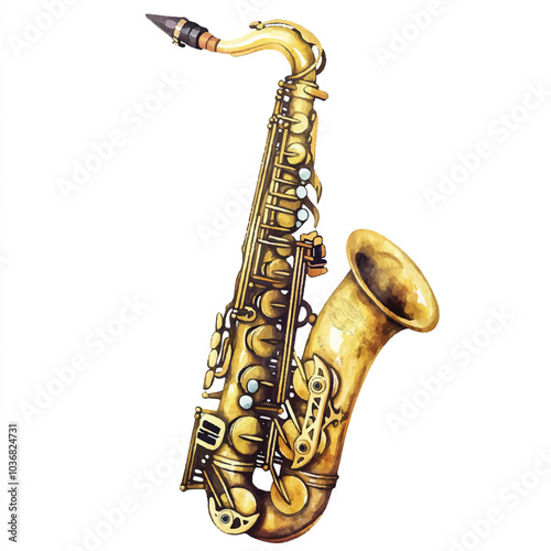 Saxophone watercolor clipart illustration