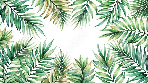 Watercolor palm leaf seamless pattern