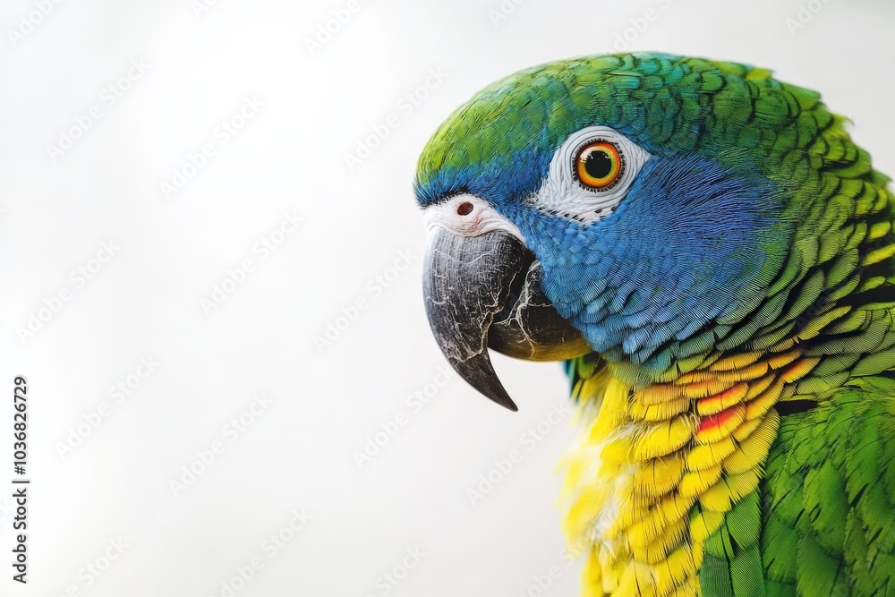 Obraz premium Amazon Parrot - Beautiful Blue Fronted Avian Bird in Closeup with Vibrant Colours