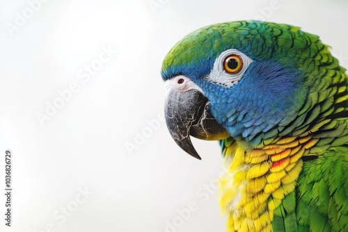 Amazon Parrot - Beautiful Blue Fronted Avian Bird in Closeup with Vibrant Colours photo