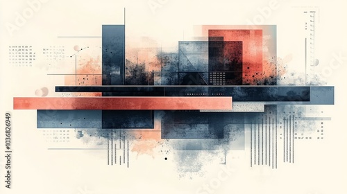 Professional stock illustration highlighting Operating Leverage Analysis concept in Indigo Salmon and Light Gray Incorporating CostVolumeProfit Chart with visual metaphors Suitable for various uses photo