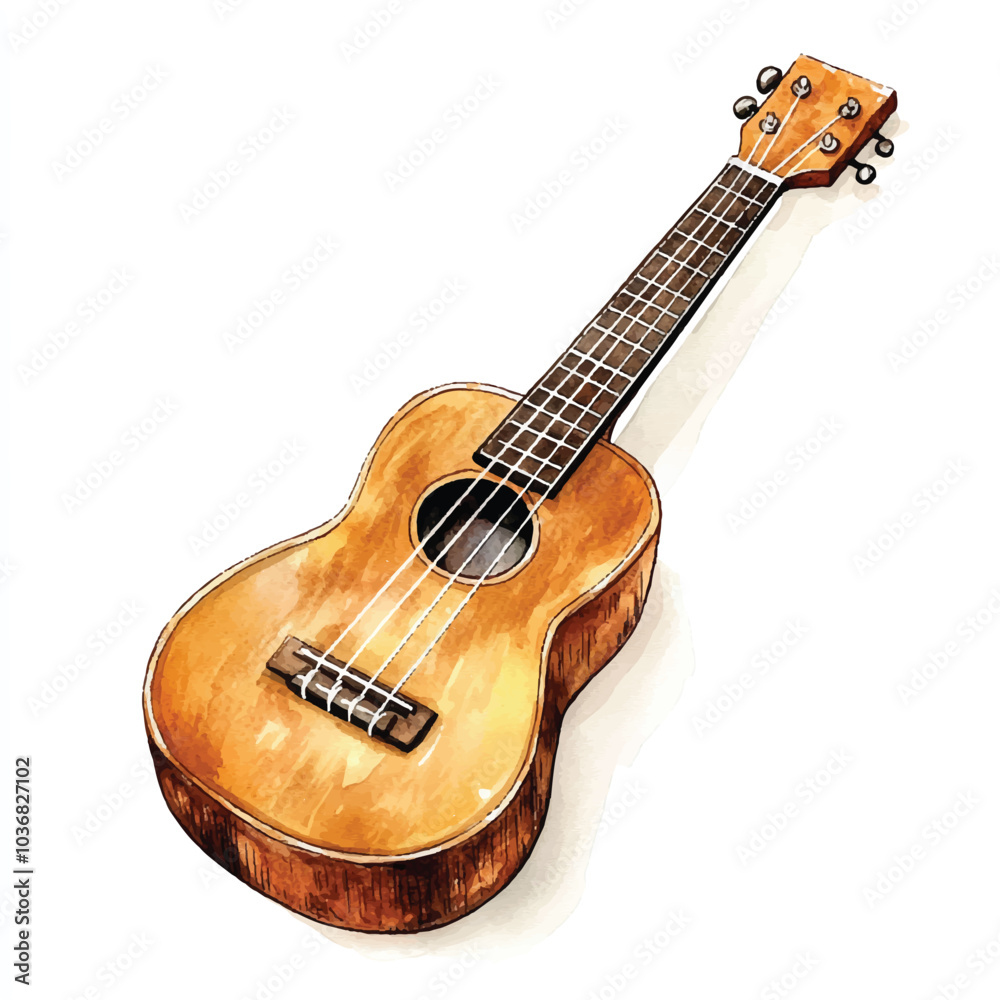 Fototapeta premium Ukulele watercolor clipart illustration