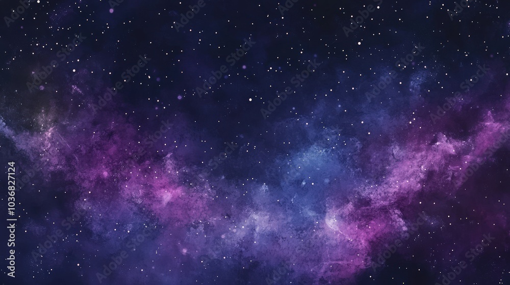 Fototapeta premium Watercolor Night Sky. A Cosmic Galaxy Universe with Vibrant Violet Stars