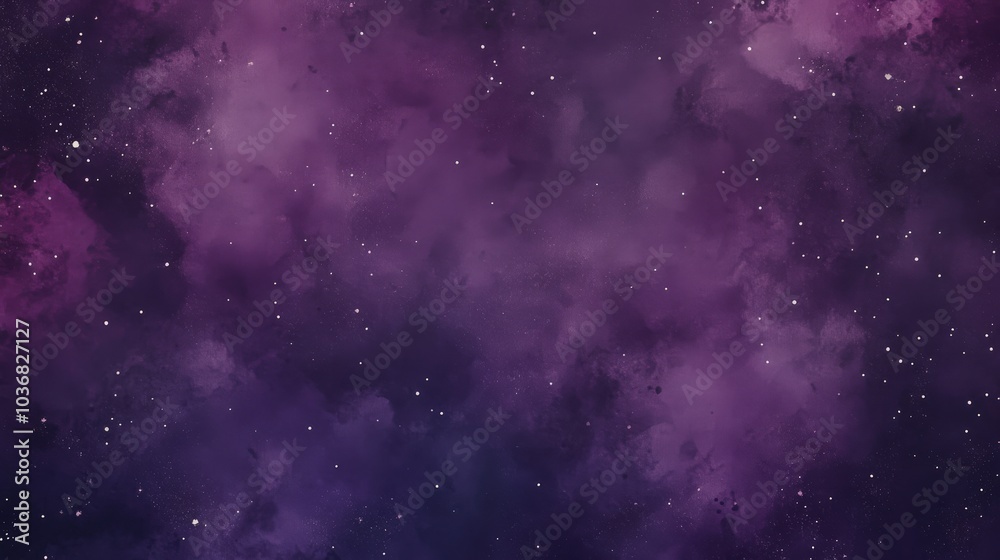 Obraz premium Watercolor Night Sky. Cosmic Layout with Violet Universe and Stars