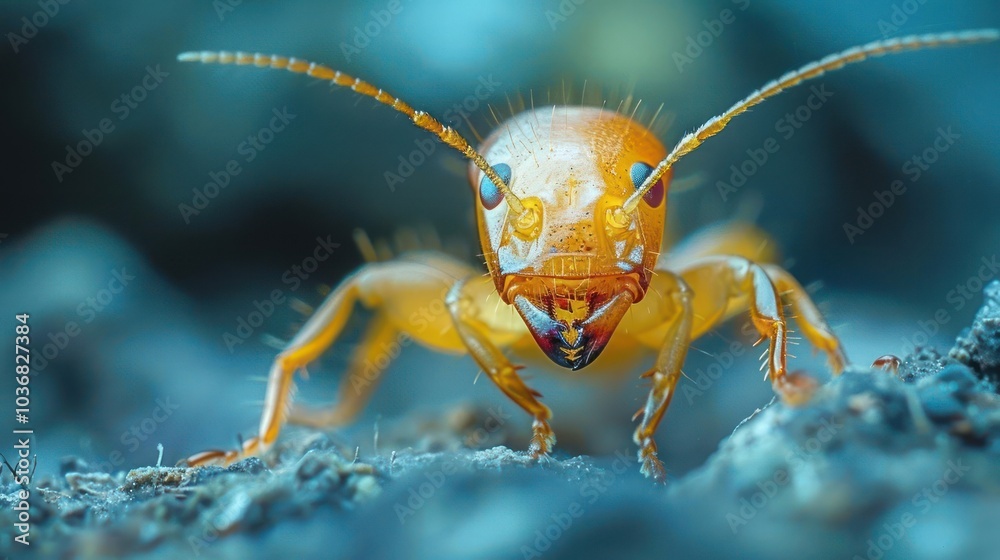 Fototapeta premium a close-up photograph of a small beetle with bright colors,