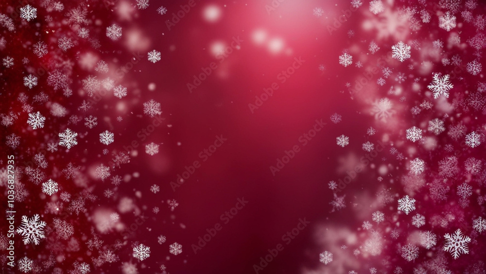 A vibrant, velvety red backdrop filled with delicate, intricate snowflakes softly blurred to create a dreamy bokeh effect, capturing the magical essence of winter, generative ai A vibrant, velvety red backdrop filled with delicate, intricate snowflakes softly blurred to create a dreamy bokeh effect, capturing the magical essence of winter, generative ai