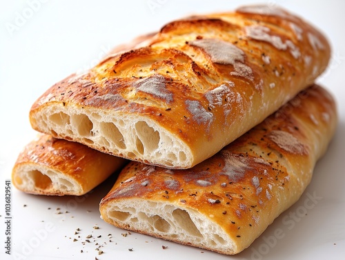 Ciabatta bread isolated on white 