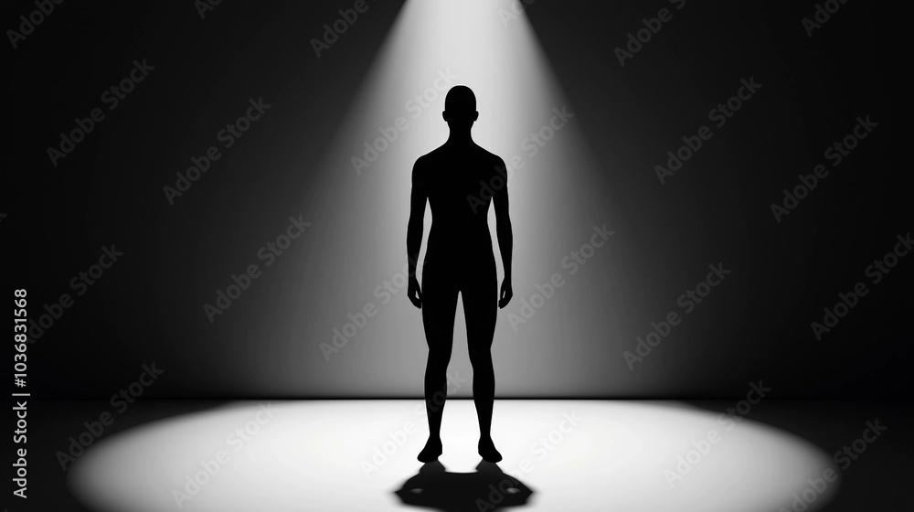 Exploring Solitude: A Silhouetted Figure Under Spotlight