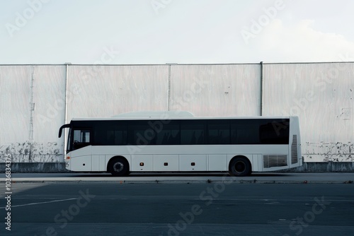 Tour Bus. White Charter Bus for Business Transportation with Cargo Space