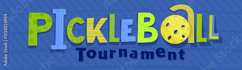 Pickleball landscape print with creative lettering in modern minimalistic style.