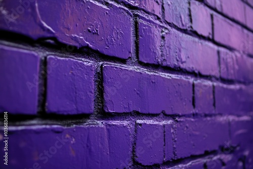 A detailed view of a vibrant purple brick wall photo