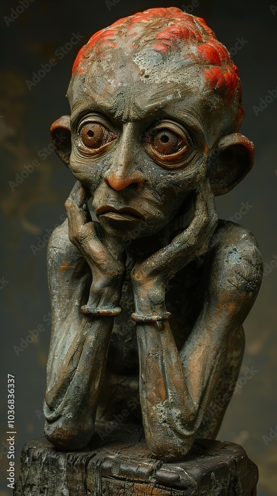 Bronze Sculpture of a Humanoid Figure Bronze Sculpture of a Humanoid Figure