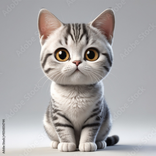 Cute 3D American Shorthair Cat Standing Gracefully
