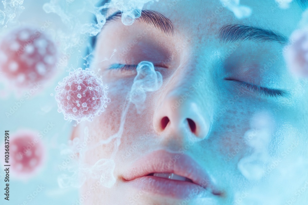 Minimalistic representation of cellular regeneration in a calming atmosphere Minimalistic representation of cellular regeneration in a calming atmosphere