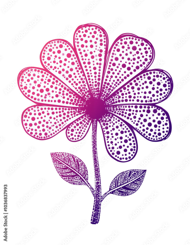 Fototapeta premium Stylized Flower Illustration with Gradients and Intricate Patterns