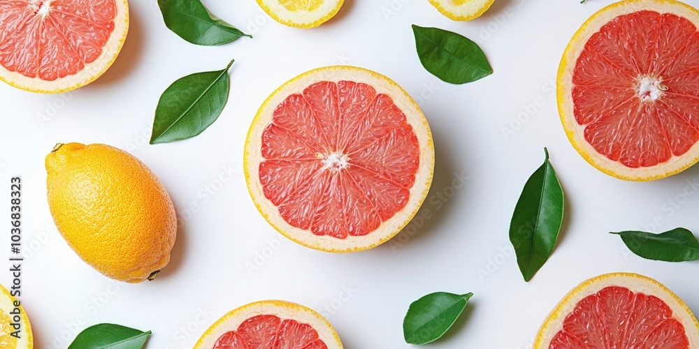 A collection of grapefruits and lemons arranged on a white surface A collection of grapefruits and lemons arranged on a white surface