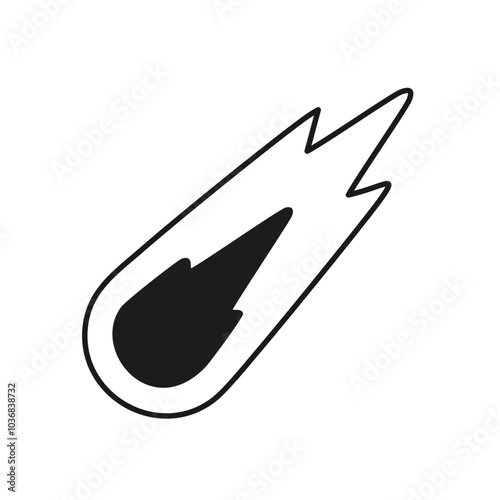 隕石の白黒アイコンイラスト