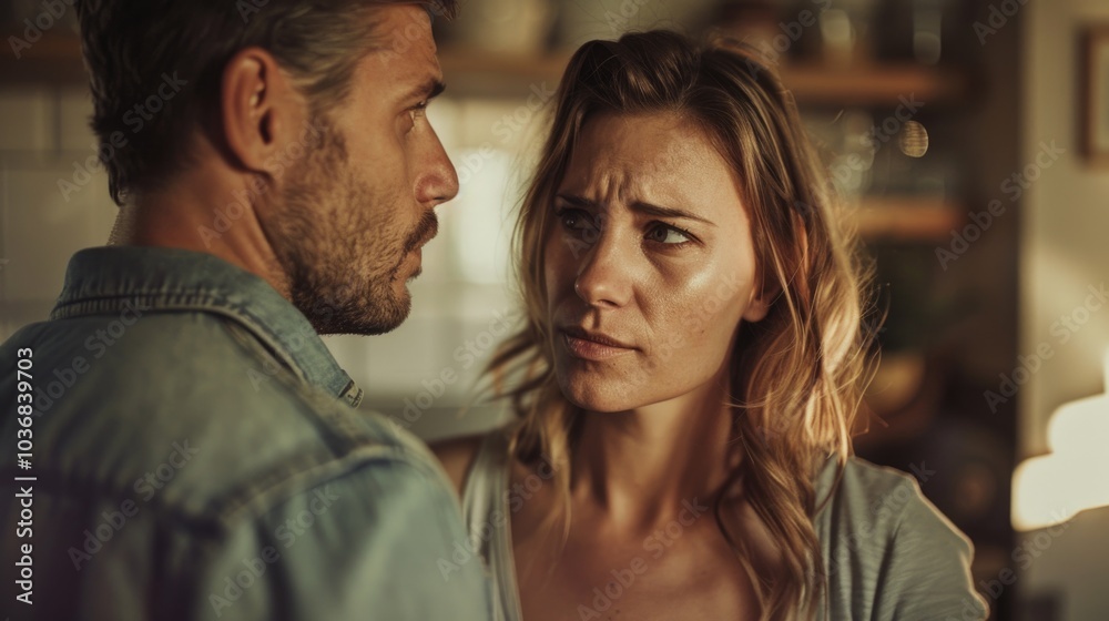 A man and a woman looking into each other's eyes, possibly romantic or intimate moment A man and a woman looking into each other's eyes, possibly romantic or intimate moment