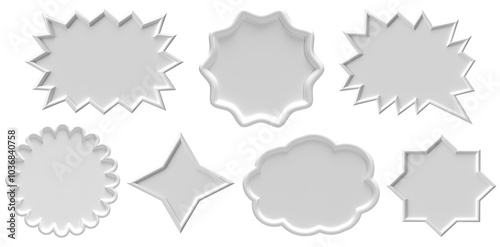 set of speech bubble frame banner label 3d render