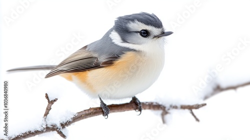 Bird titmouse isolated on white. Bird tomtit