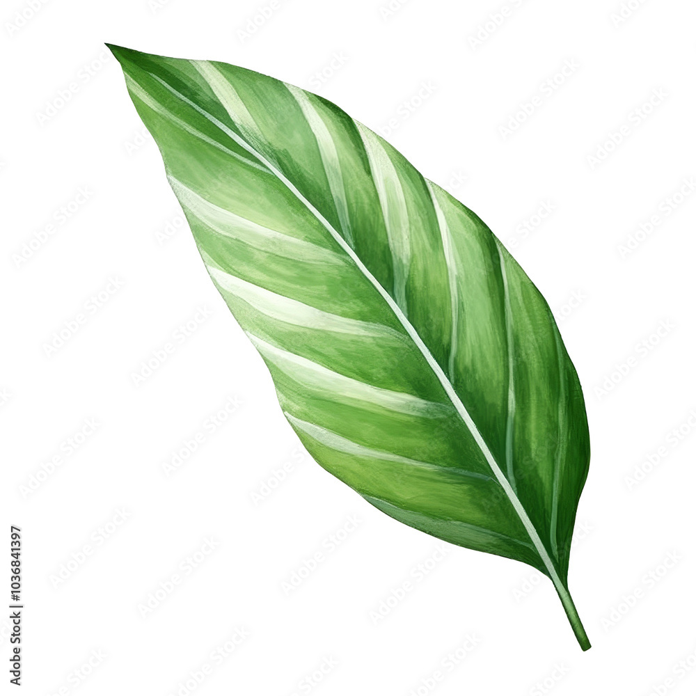 Tropical Green Leaf with Striking Patterns and Vibrant Colors Tropical Green Leaf with Striking Patterns and Vibrant Colors