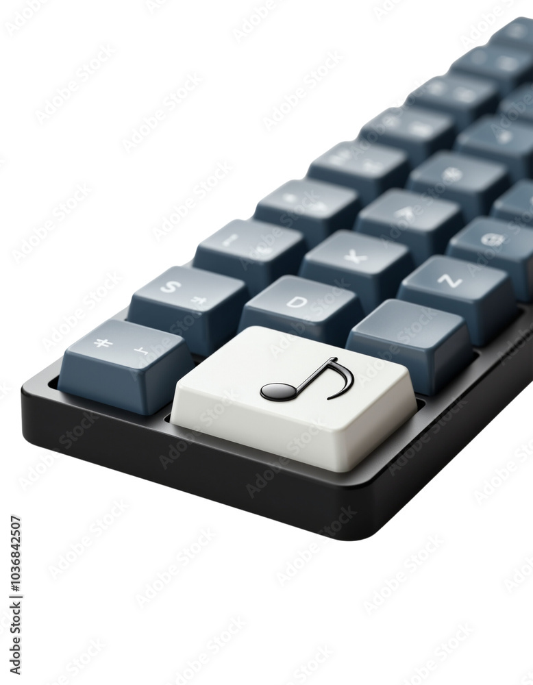 Unique Keyboard Featuring a Musical Note Key on Modern Design. Unique Keyboard Featuring a Musical Note Key on Modern Design.