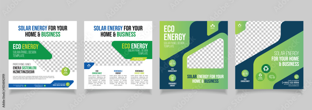 solar energy social media instagram post web banner solar power layout template
