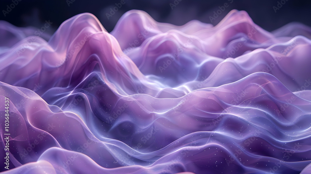 Obraz premium Abstract Purple 3D Background with Wavy Lines and Glittering Texture