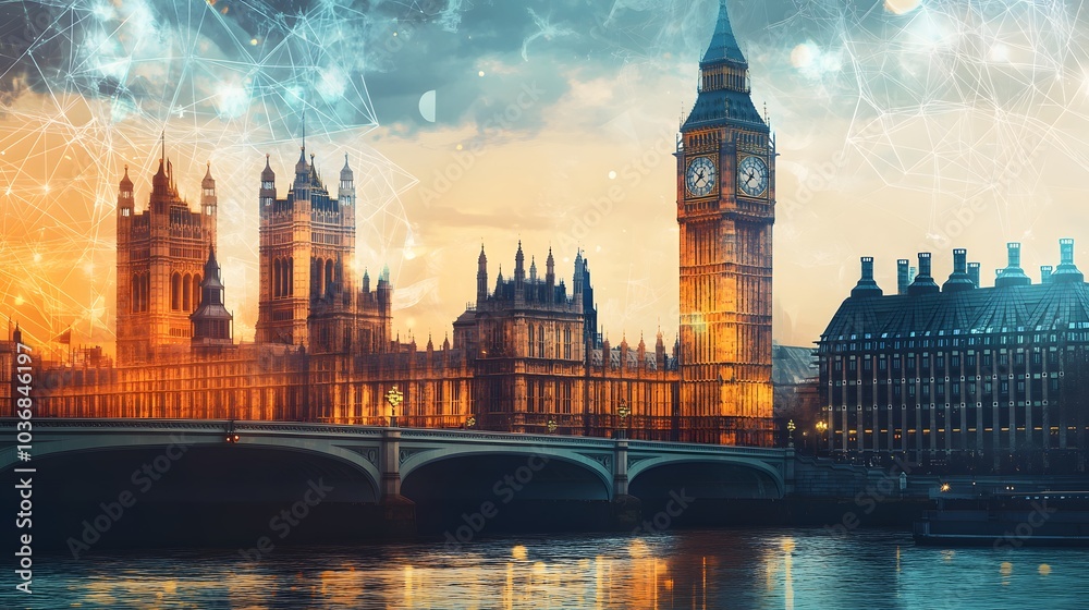 Naklejka premium Abstract technology background in London for global business concept.