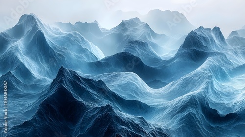 Wallpaper Mural A breathtaking view of stylized blue mountains, creating an ethereal atmosphere that conveys tranquility and mystery. Torontodigital.ca