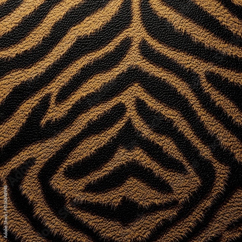 Close-up of a tiger's fur pattern, showcasing bold black stripes on a rich orange background.