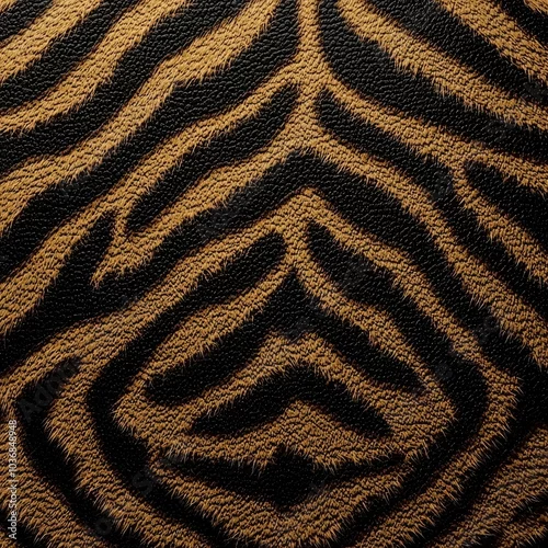Fototapeta Close-up of a tiger's fur pattern, showcasing bold black stripes on a rich orange background.