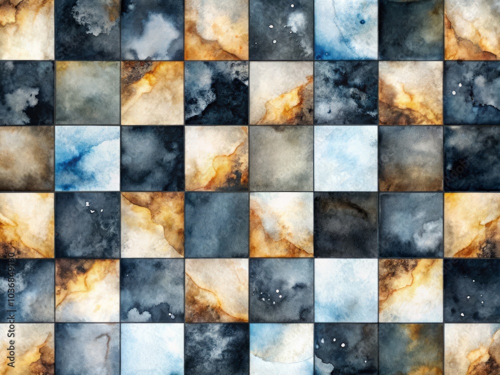 Aerial Photography of Hand-Drawn Watercolor Chessboard Pattern with Bright Mosaic Design for Art Prints, Wallpaper, and Backdrops in Black and White Contrast Aerial Photography of Hand-Drawn Watercolor Chessboard Pattern with Bright Mosaic Design for Art Prints, Wallpaper, and Backdrops in Black and White Contrast