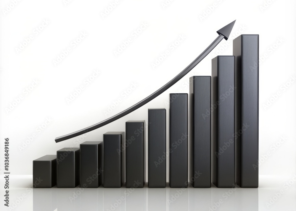 Aerial View of a Growing Bar Graph Symbolizing Economic Growth and Data Analysis on a Clean White Background for Business and Finance Concepts Aerial View of a Growing Bar Graph Symbolizing Economic Growth and Data Analysis on a Clean White Background for Business and Finance Concepts