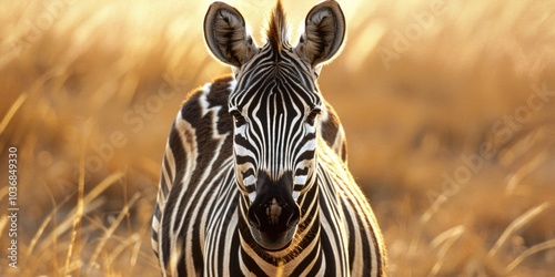 A close-up shot of a zebra in a natural setting