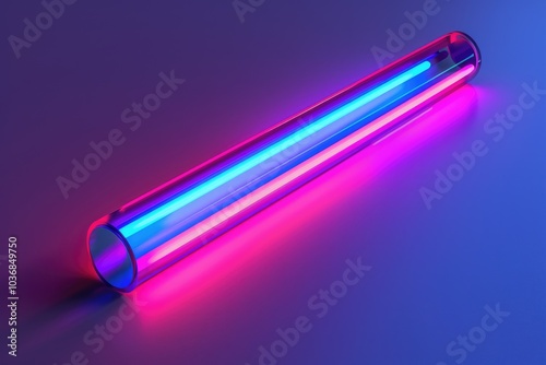 Pink and blue neon tubes shining bright against a dark blue background