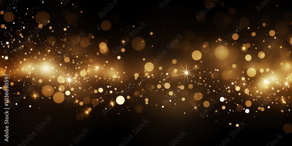 Golden Bokeh Lights on Black Background Golden Bokeh Lights on Black Background