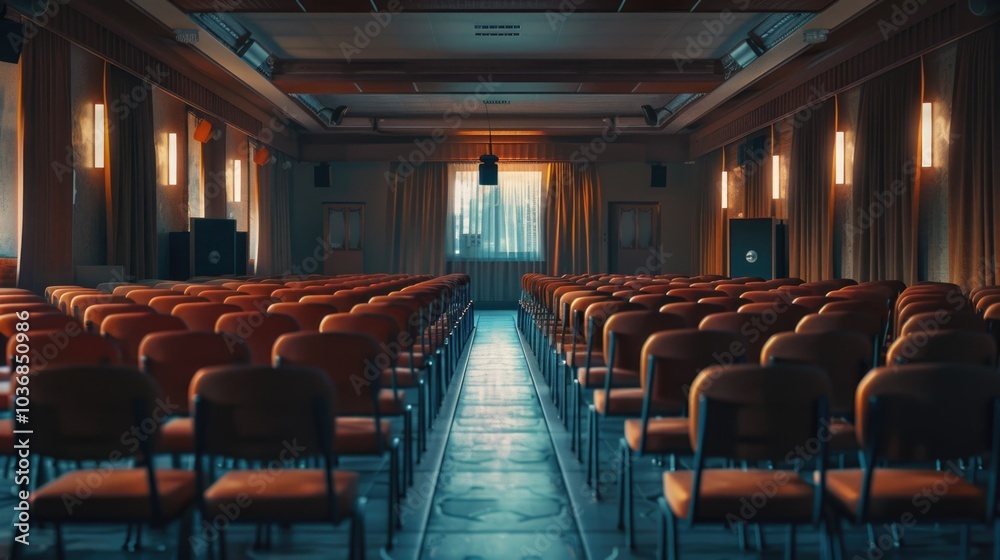 A room filled with rows of chairs A room filled with rows of chairs
