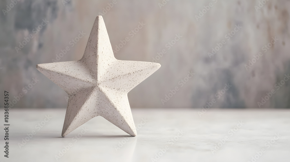 White Ceramic Star Ornament on a White Background White Ceramic Star Ornament on a White Background