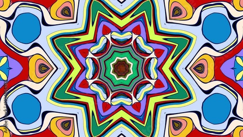 Abstract colorful psychedelic mandala kaleidoscope video for a summer music festival
