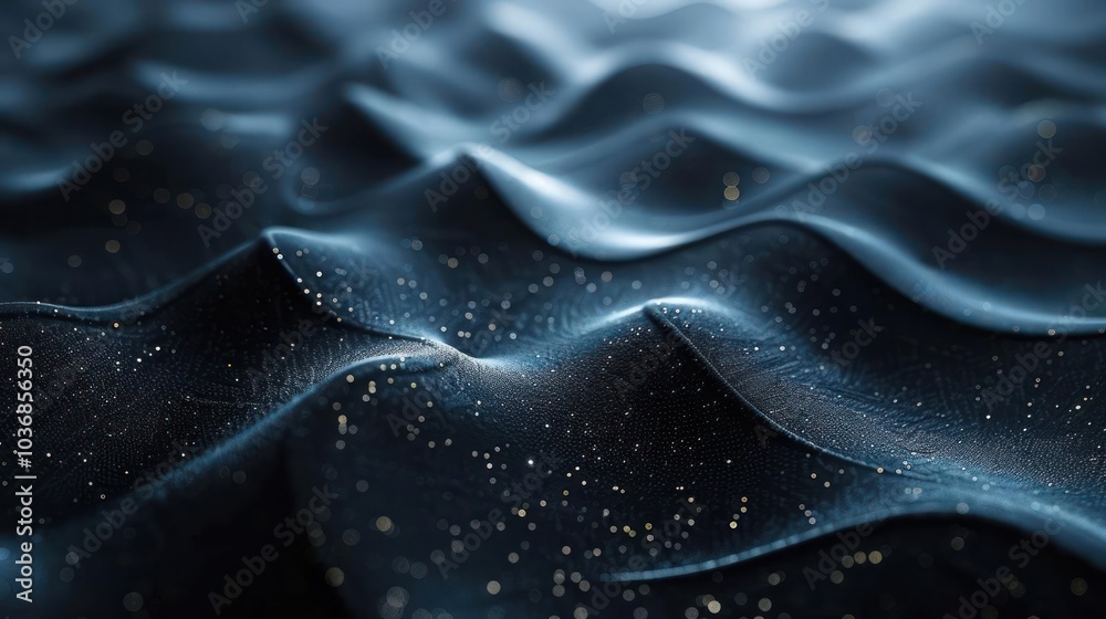 Obraz premium features a dynamic wave pattern with sparkling particles resembling stars in a dark space setting,