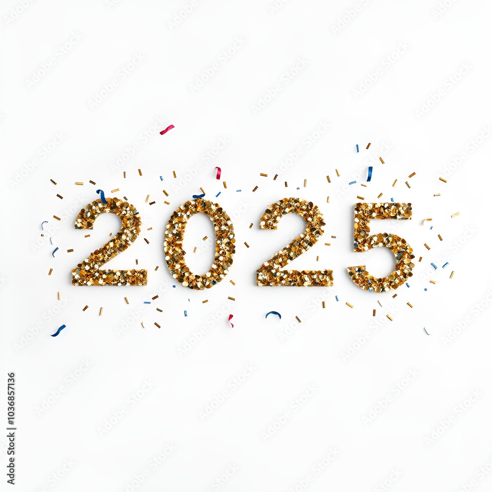 2025 new year confetti in minimal style with empty background 2025 new year confetti in minimal style with empty background