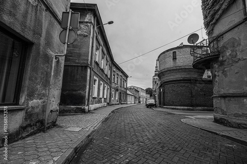 Old House Of A Polish Town Captured In Black And White Photography photo