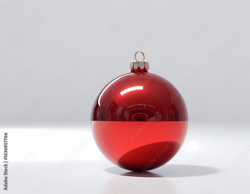Red Christmas ornament hanging from a ribbon against a soft background during the holiday season Red Christmas ornament hanging from a ribbon against a soft background during the holiday season