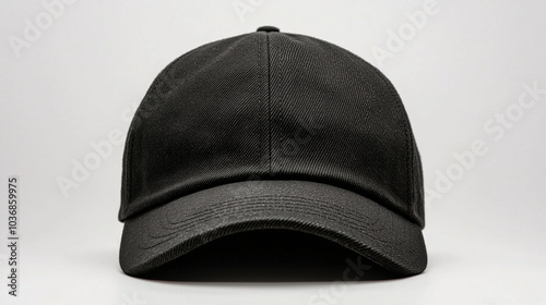 Minimalist Black Baseball Cap on Neutral Background