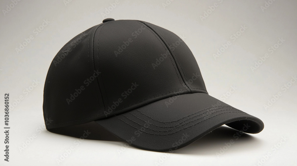 Minimalist Black Baseball Cap on Neutral Background