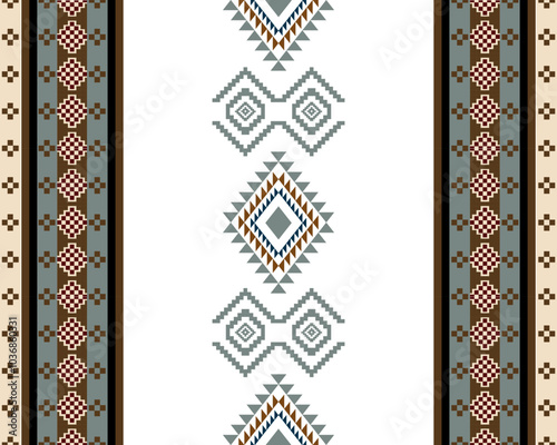 abstract Traditional geometric ethnic fabric pattern ornate elements with ethnic patterns design for textiles, rugs, clothing, sarong, scarf, batik, wrap, embroidery, print, curtain, carpe